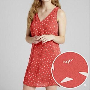 GAP Sleeveless V-Neck Coral Red Geometric Print Shift Dress Size XS